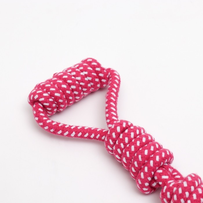 Игрушка канатная с ручкой и мячами Игрушка канатная с ручкой и мячами "Дуэт", до 35 см, до 180 г, ярко-розовая/белая