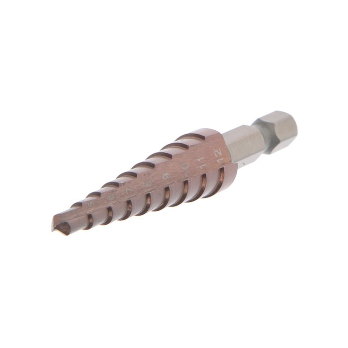 Сверло ступенчатое ТУНДРА, HSS-Co, шестигранный хвостовик, 4 - 12 мм Сверло ступенчатое ТУНДРА, HSS-Co, шестигранный хвостовик, 4 - 12 мм