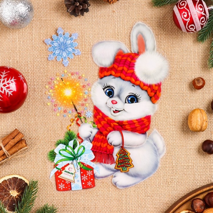 Набор наклеек оформительский Набор наклеек оформительский "Поздравления от зайки" 33,8х24,4см