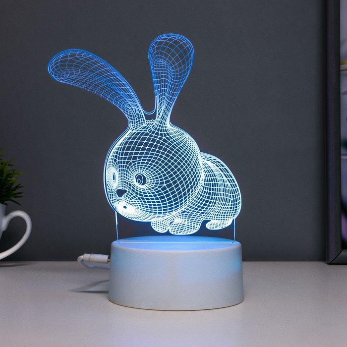 Светильник сенсорный  Светильник сенсорный "Кролик" LED 7 цветов USB/от батареек белый