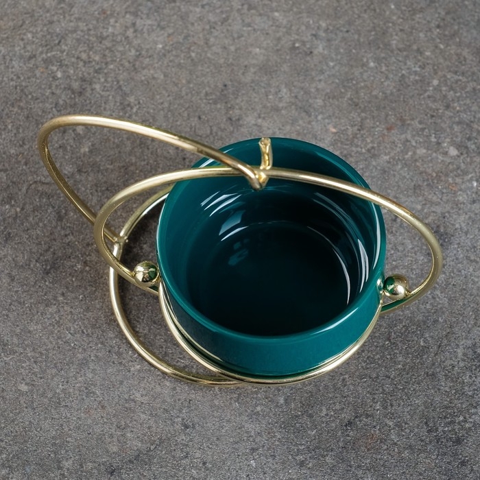 Кашпо на подставке  Кашпо на подставке "Рикард" зеленое, 15х16,5см