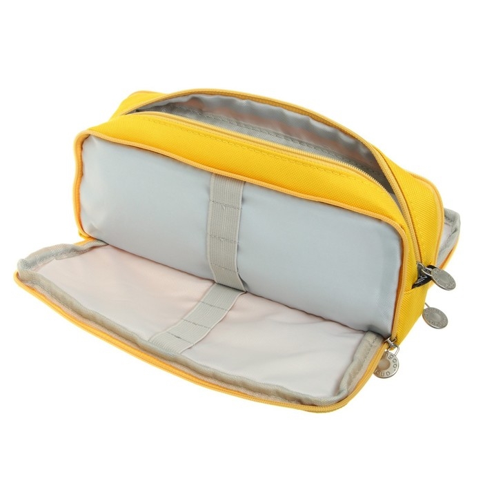 Пенал школьный на молнии 3-х секционный, жёлтый Пенал школьный на молнии 3-х секционный, жёлтый