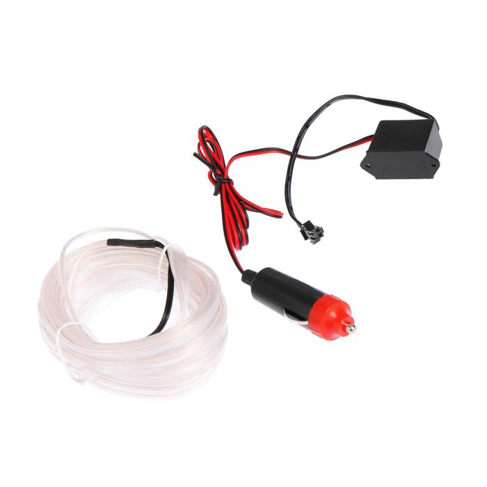 Неоновая нить Cartage для подсветки салона, адаптер питания 12 В, 5 м, белый Неоновая нить Cartage для подсветки салона, адаптер питания 12 В, 5 м, белый