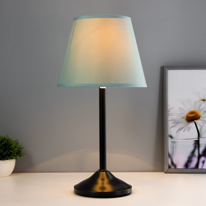 Лампа настольная Лампа настольная "Элеонора" 1х15Вт Е27 черный/бирюзовый 22х22х42см RISALUX