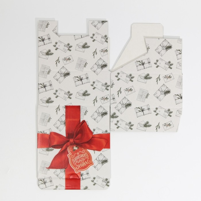Коробка подарочная новогодняя складная «Ретро почта», 15 х 15 х 7 см, Новый год Коробка подарочная новогодняя складная «Ретро почта», 15 х 15 х 7 см, Новый год