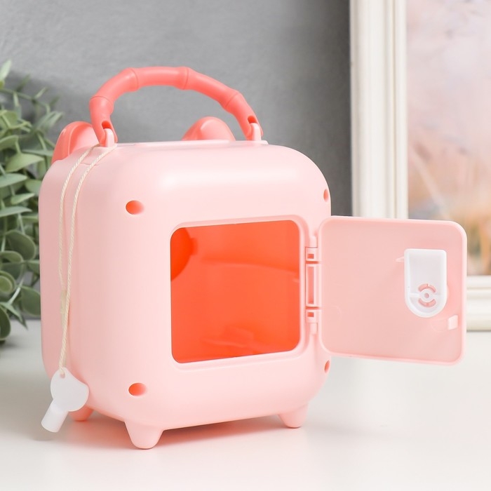 Копилка пластик Копилка пластик "Чемоданчик - свинка" МИКС 11х10,5х14 см