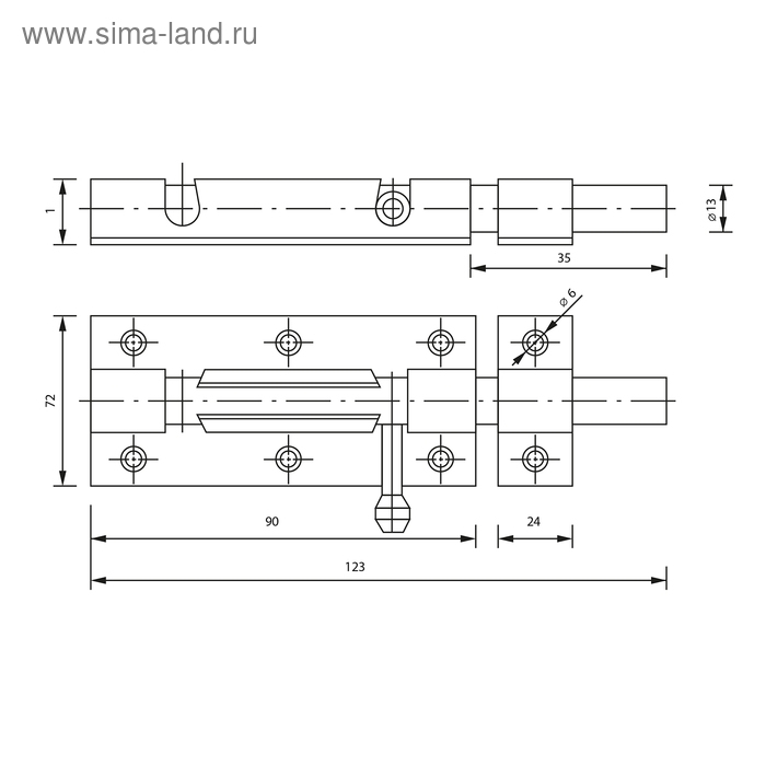 Задвижка дверная , 90 мм по основанию, оцинкованная Задвижка дверная , 90 мм по основанию, оцинкованная
