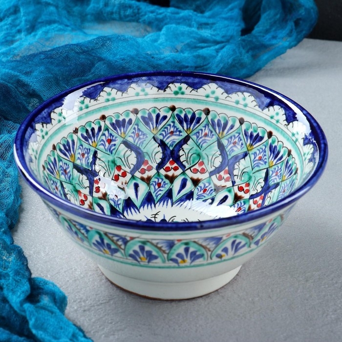 Коса Риштанская Керамика  Коса Риштанская Керамика "Узоры", 18 см, большая, синяя