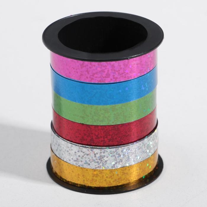 Лента упаковочная голографическая, ассорти, 6 цветов, 0,5 см х 3 м Лента упаковочная голографическая, ассорти, 6 цветов, 0,5 см х 3 м