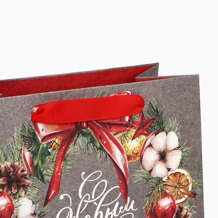 Пакет подарочный новогодний крафтовый квадратный «С Новым Годом», 22 х 22 х 11см, Новый год Пакет подарочный новогодний крафтовый квадратный «С Новым Годом», 22 х 22 х 11см, Новый год