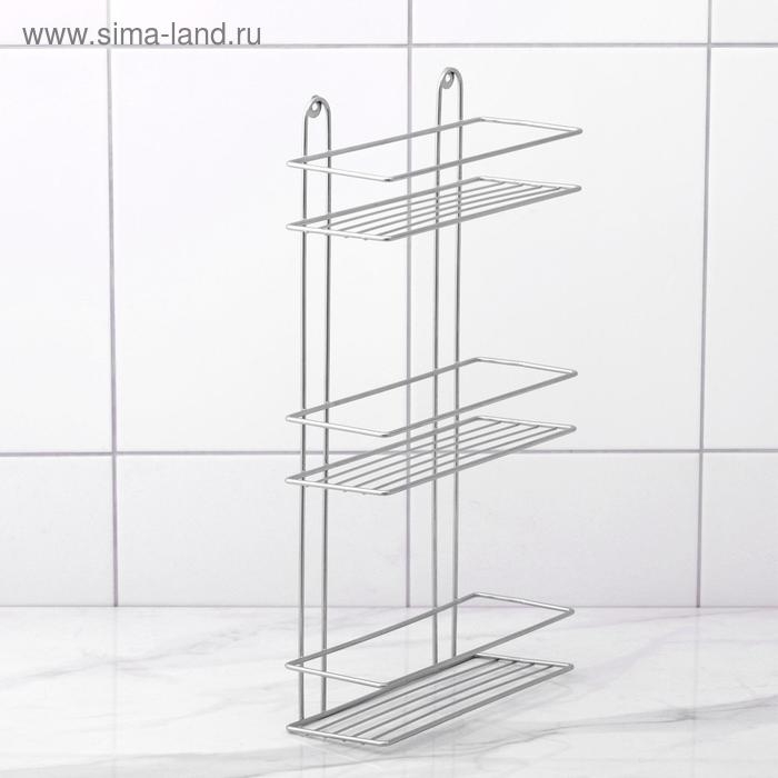 Полка прямоугольная 3-х ярусная, 26,5×10,5×50 см, цвет хром