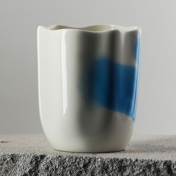 Кружка керамическая неровный край «Разводы», 350 мл, цвет голубой Кружка керамическая неровный край «Разводы», 350 мл, цвет голубой