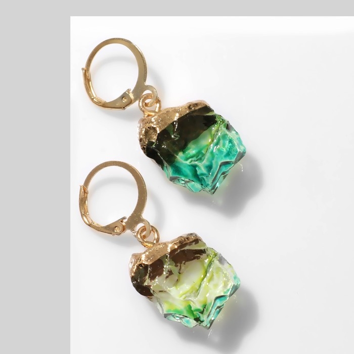 Серьги «Камни» градиент, цвет сине-зелёный в золоте Серьги «Камни» градиент, цвет сине-зелёный в золоте