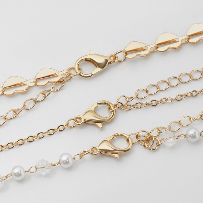 Чокер «Трио» сердца (набор 3 шт.), цвет бело-золотой, 32 см Чокер «Трио» сердца (набор 3 шт.), цвет бело-золотой, 32 см