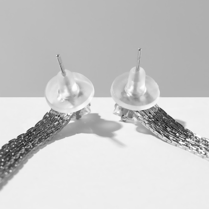 Серьги висячие со стразами «Голливуд» тонкость линий, цвет белый в серебре, 19,5 см Серьги висячие со стразами «Голливуд» тонкость линий, цвет белый в серебре, 19,5 см