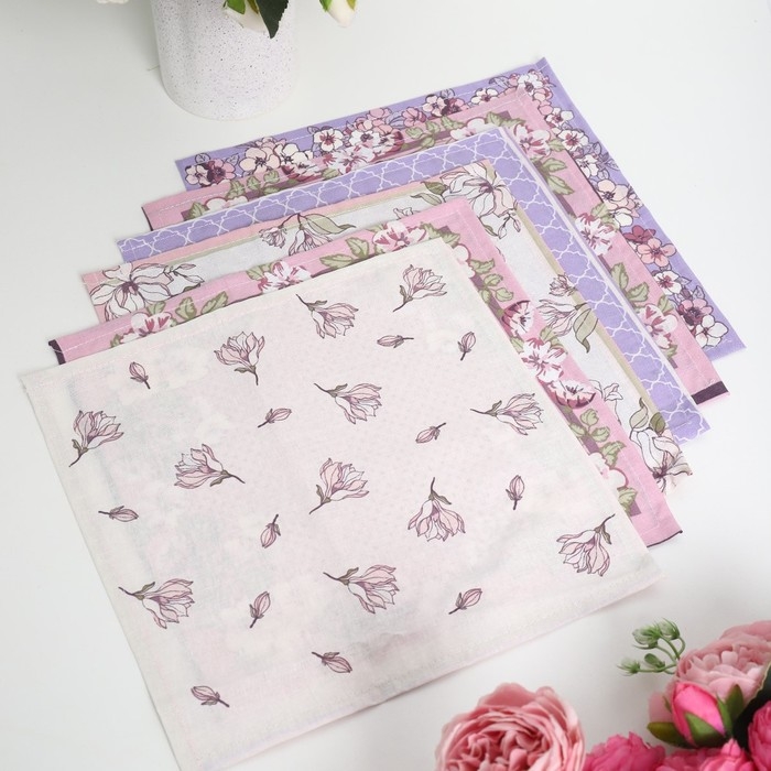 Платок носовой женский 28х28см, 6шт, рис 64094-1, МИКС, ситец 100г/м, хл100% Платок носовой женский 28х28см, 6шт, рис 64094-1, МИКС, ситец 100г/м, хл100%