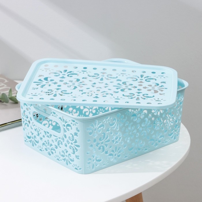 Контейнер для хранения с крышкой «Узор», пластик, 25×19×10 см, цвет МИКС Контейнер для хранения с крышкой «Узор», пластик, 25×19×10 см, цвет МИКС