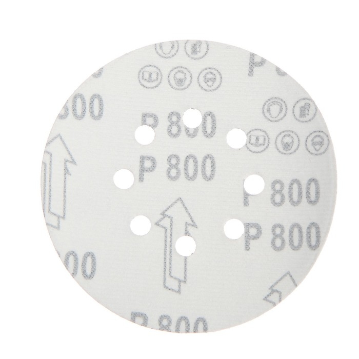 Круг абразивный шлифовальный под Круг абразивный шлифовальный под "липучку" ТУНДРА, перфорированный, 150 мм, Р800, 5 шт.