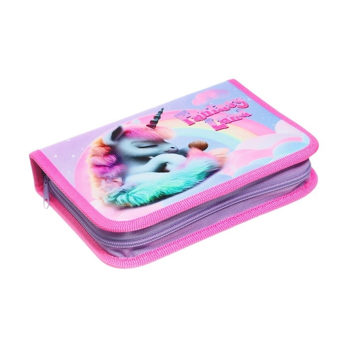 Пенал 1 секция, 140 х 200 х 40 мм, 2 откидные планки, тканевый, ПКТ 09-20 Пенал 1 секция, 140 х 200 х 40 мм, 2 откидные планки, тканевый, ПКТ 09-20 "Зефирная единорожка"