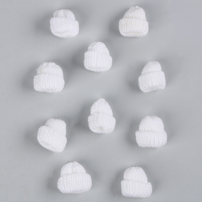 Шапка для игрушек вязаная, набор 10 шт., цвет белый Шапка для игрушек вязаная, набор 10 шт., цвет белый