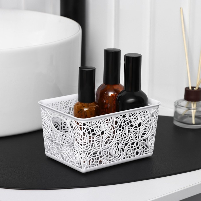 Корзинка для хранения «Кружевные цветы», пластик, 14×10×8 см, цвет МИКС Корзинка для хранения «Кружевные цветы», пластик, 14×10×8 см, цвет МИКС