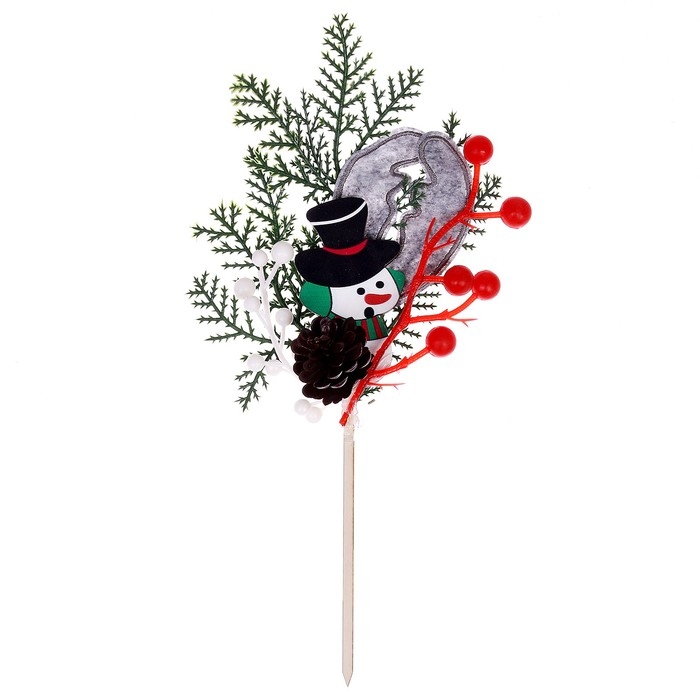 Новогоднее украшение из природного декора &laquo;Снеговик&raquo; 24 &times; 12 &times; 2 см