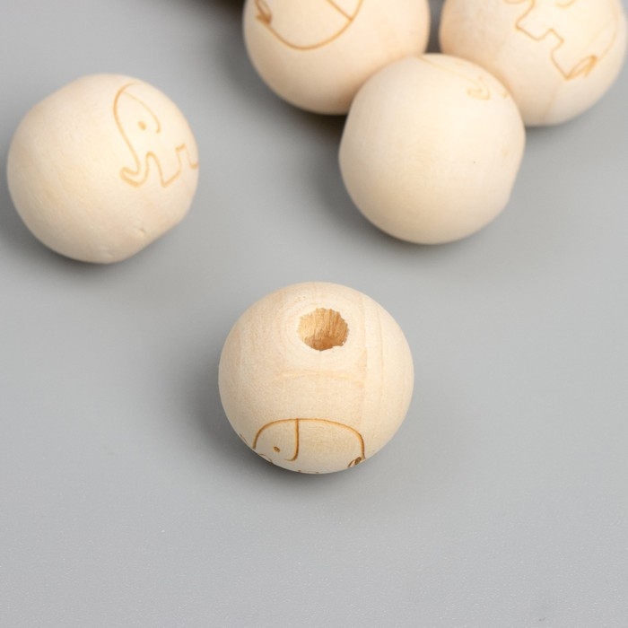 Бусина дерево для творчества Бусина дерево для творчества "Круглая. Слонёнок" d=1,8 см набор 10 шт