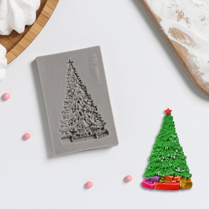 Молд новогодний «Ель нарядная», силикон, 8×5×0,8 см, цвет МИКС Молд новогодний «Ель нарядная», силикон, 8×5×0,8 см, цвет МИКС