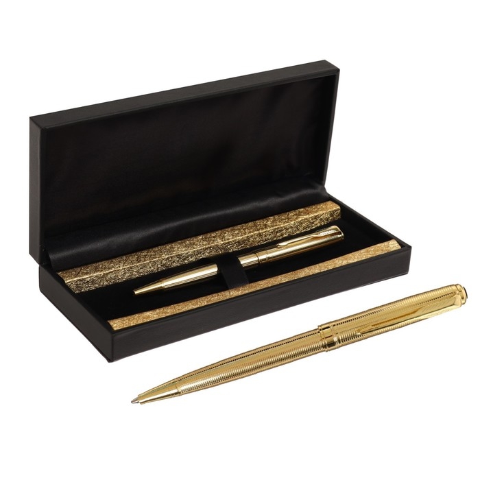Ручка подарочная шариковая Calligrata, в кожзам футляре ПБ S, поворотная, корпус золотистый Ручка подарочная шариковая Calligrata, в кожзам футляре ПБ S, поворотная, корпус золотистый