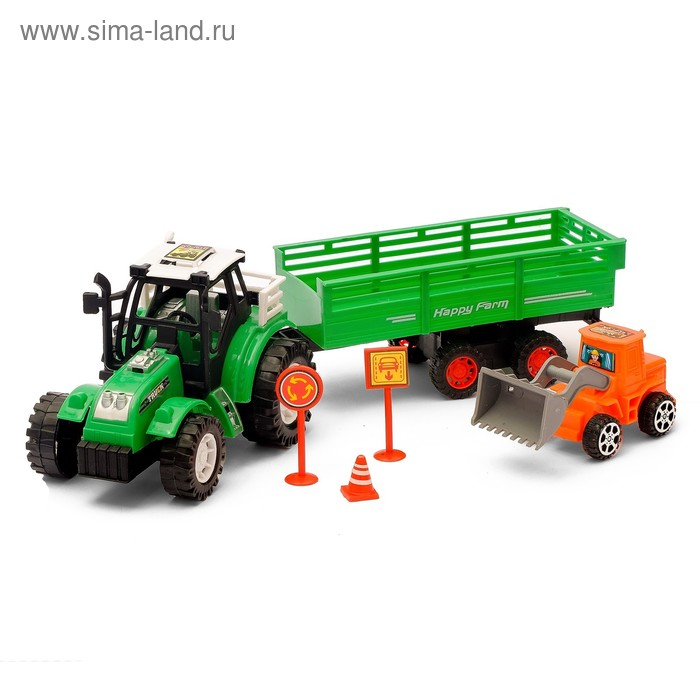 Трактор инерционный «Фермер», с прицепом, цвета МИКС Трактор инерционный «Фермер», с прицепом, цвета МИКС