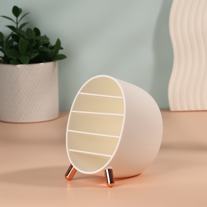 Органайзер для хранения косметики «Пухлик», 5 секций, 14.5×10.8×12.5 см, цвет розовое золото, белый Органайзер для хранения косметики «Пухлик», 5 секций, 14.5×10.8×12.5 см, цвет розовое золото, белый