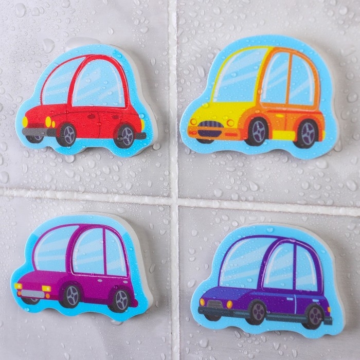 Игрушка пазл для ванны "Машинки"с сачком + удочка, Крошка Я