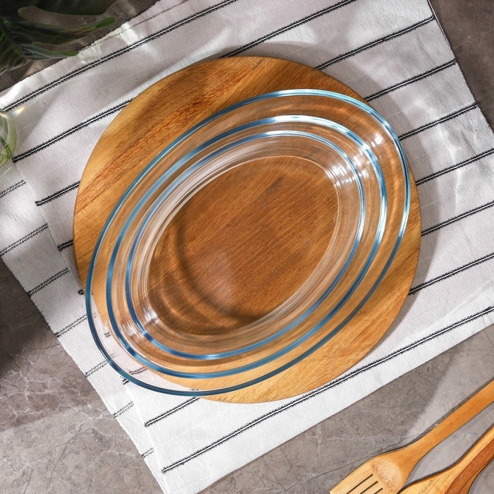 Набор форм для запекания и выпечки из жаропрочного стекла Доляна «Фуэго», 1,5/2,1/3 л, 3 шт Набор форм для запекания и выпечки из жаропрочного стекла Доляна «Фуэго», 1,5/2,1/3 л, 3 шт