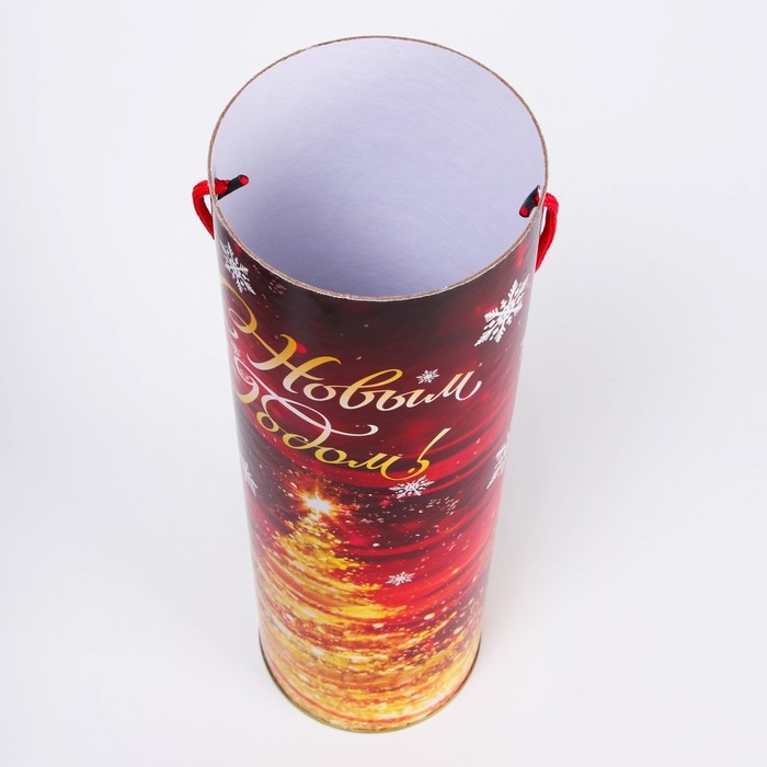 Новый год. Подарочная коробка, тубус «Красно-Золотая» 99х340мм . Новый год. Подарочная коробка, тубус «Красно-Золотая» 99х340мм .