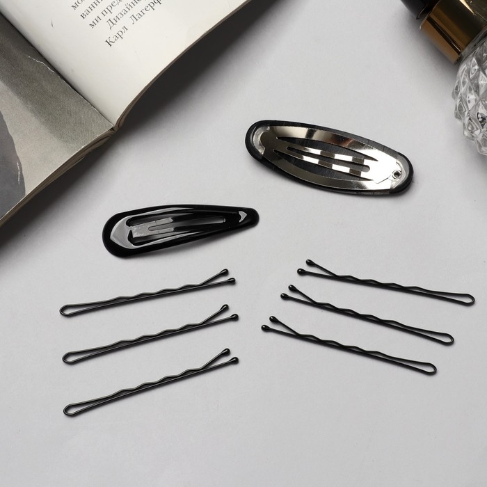 Невидимка для волос «Стейси Невидимка для волос «Стейси" (набор 10 шт) овал, 5 см, чёрный