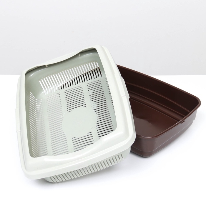 Лоток большой с сеткой и бортиком Atlantis  Лоток большой с сеткой и бортиком Atlantis "Стандарт", 43 х 33 х 12,5 см, шоколад