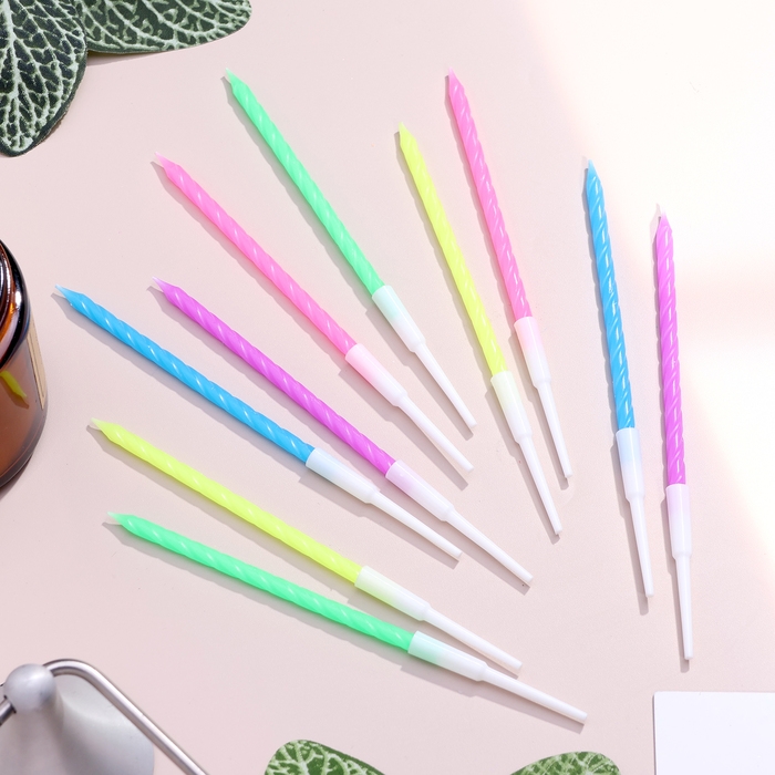 Свечи для торта  Свечи для торта "Неон", 12 шт, разноцветные, высокие, 10 см