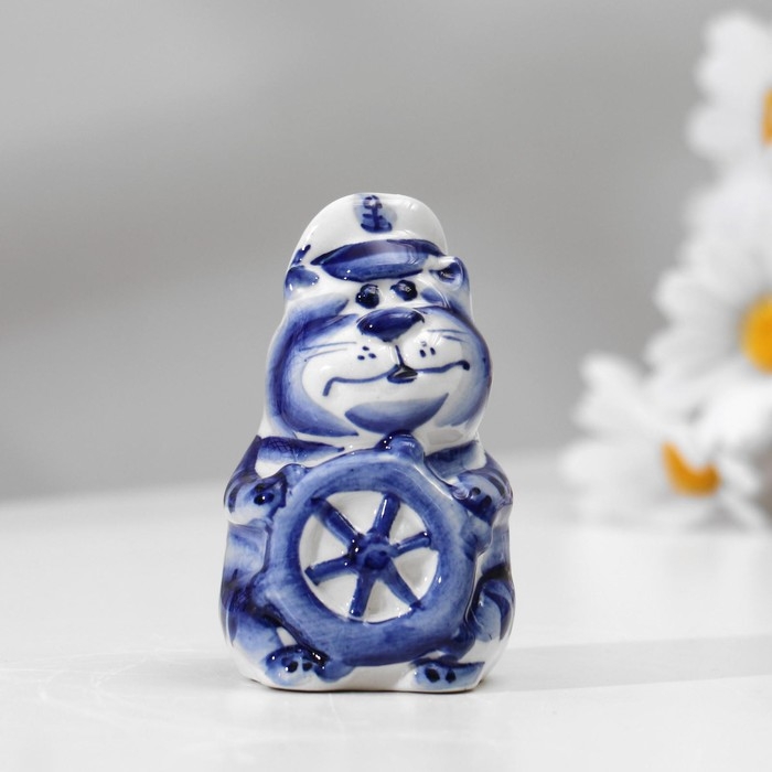 Сувенир гжель «Юнга», бело-синий,керамика, Сувенир гжель «Юнга», бело-синий,керамика,