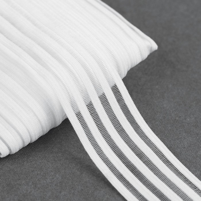 Резинка декоративная с прозрачными вставками, 29 мм, 10 ± 1 м, цвет белый