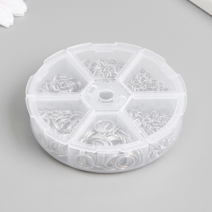 Кольца зажимные металл в шкатулке Кольца зажимные металл в шкатулке "Хром" 880 шт 8х8х2 см