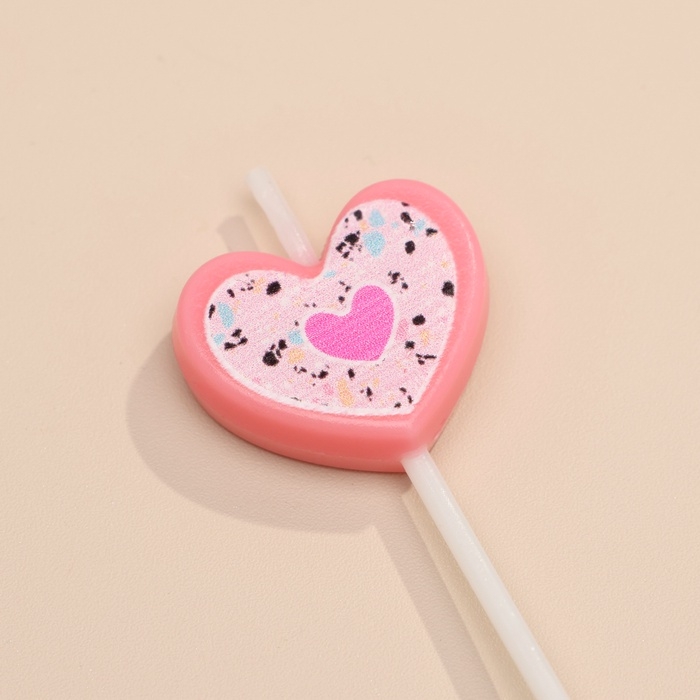 Набор свечей для торта, 5 шт  Набор свечей для торта, 5 шт "Сердца", розовый