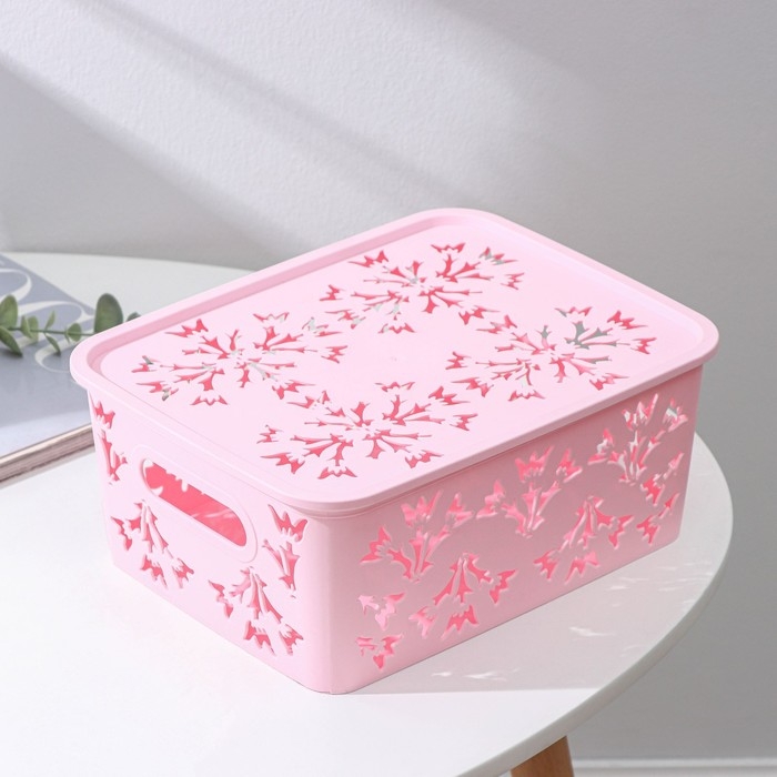 Контейнер для хранения с крышкой «Колокольчики», пластик, 25,5×20×11 см, цвет МИКС Контейнер для хранения с крышкой «Колокольчики», пластик, 25,5×20×11 см, цвет МИКС