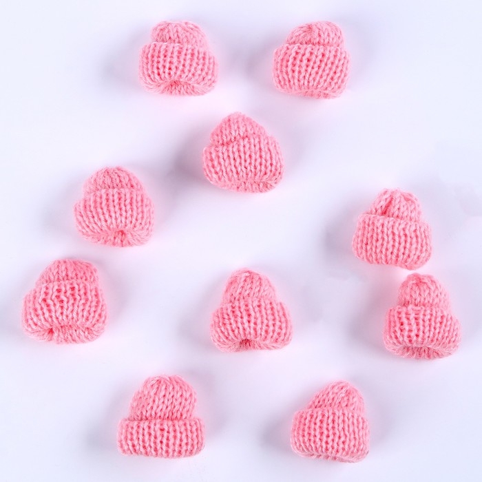 Шапка для игрушек вязаная, набор 10 шт., цвет розовый Шапка для игрушек вязаная, набор 10 шт., цвет розовый