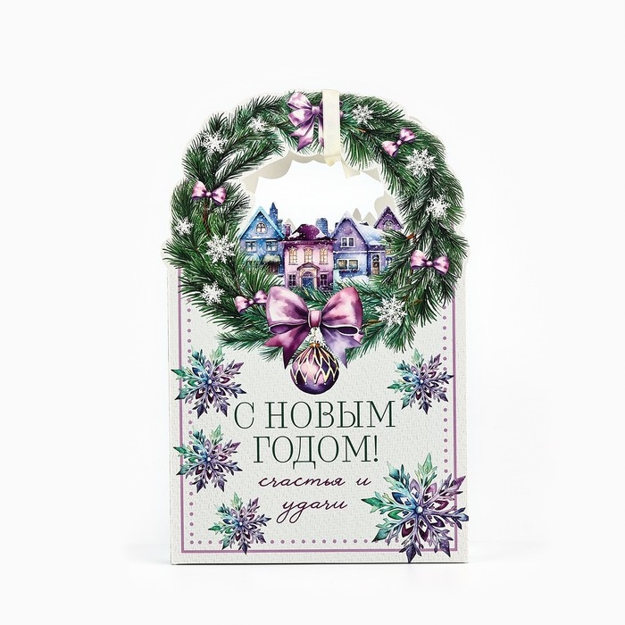 Коробка новогодняя складная «Новогодний венок» 18.4 х 30.4 х 7.3 см, Новый год Коробка новогодняя складная «Новогодний венок» 18.4 х 30.4 х 7.3 см, Новый год