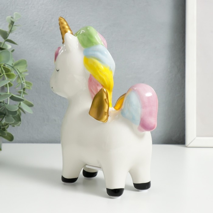 Копилка керамика Копилка керамика "Единорожка с золотыми крылышками и рогом" 15,5х6,9х18 см