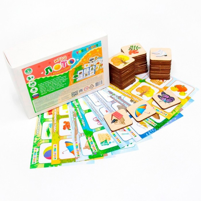 Лото детское «4 времени года» квадратные фишки Лото детское «4 времени года» квадратные фишки