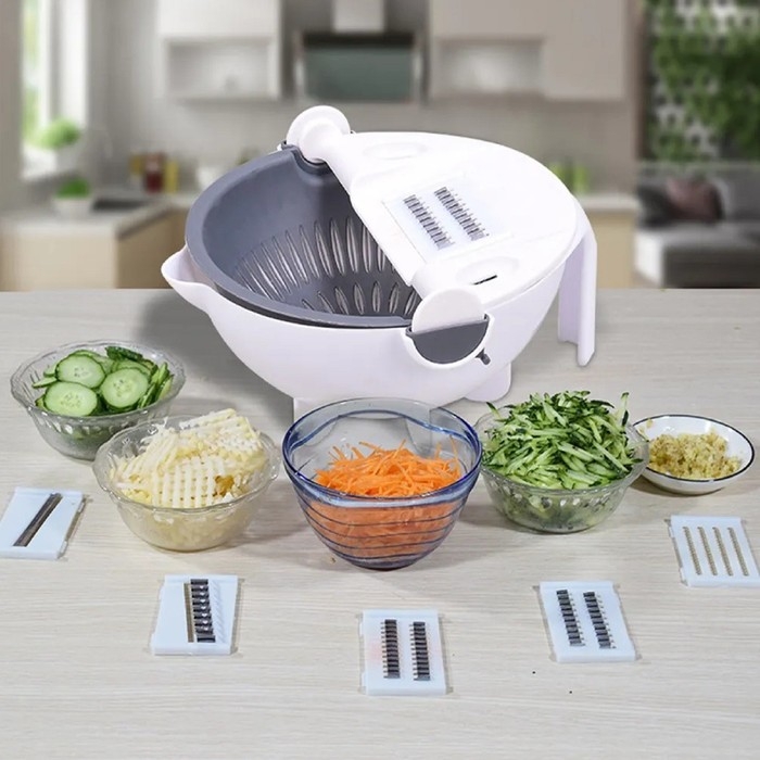 Многофункциональная овощерезка «Маджестик», со сливной корзиной, 22,3×13,5×22,5 см, цвет бело-серый Многофункциональная овощерезка «Маджестик», со сливной корзиной, 22,3×13,5×22,5 см, цвет бело-серый