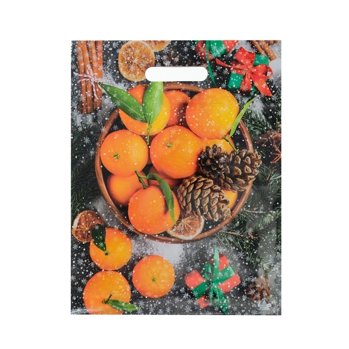 Пакет Пакет "Мандарины", полиэтиленовый с вырубной ручкой,л 40 х 31 см, 60 мкм набор 10 штук