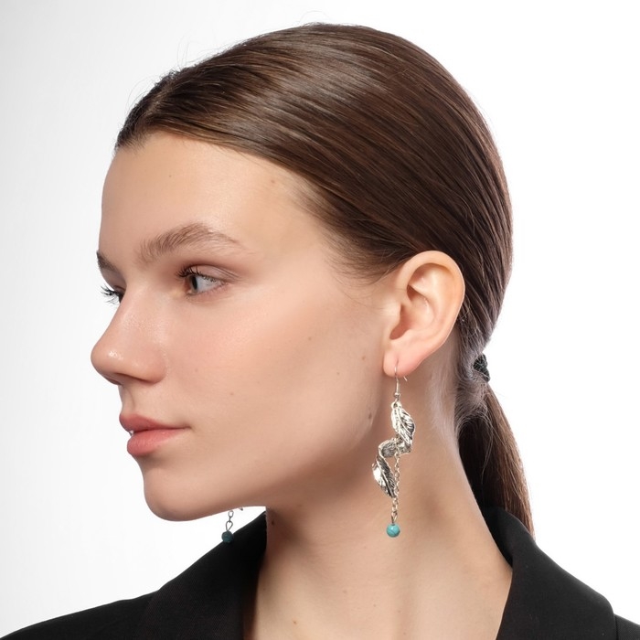 Серьги ассорти «История» скрученное перо, цвет голубой в чернёном серебре Серьги ассорти «История» скрученное перо, цвет голубой в чернёном серебре