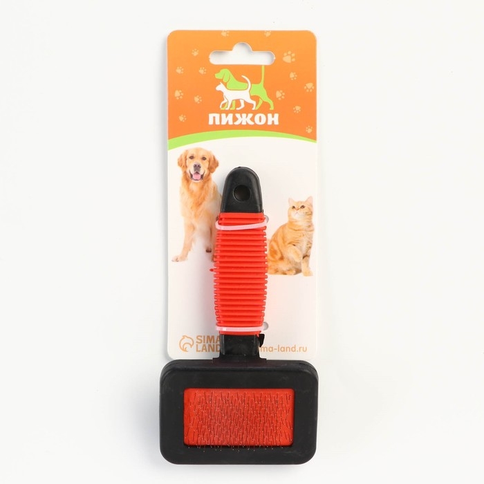 Пуходерка  Пуходерка "Риф" без капель с резиновой ручкой 7 х 14 см, красно-чёрная